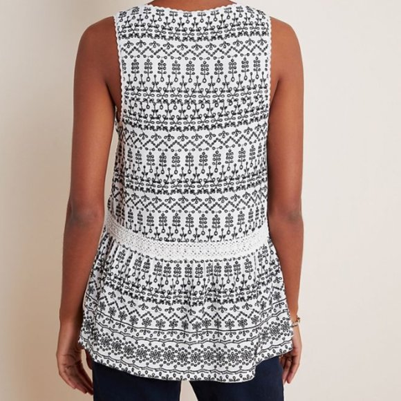 Anthropologie Cammie Embroidered Peplum Top - Picture 4 of 4